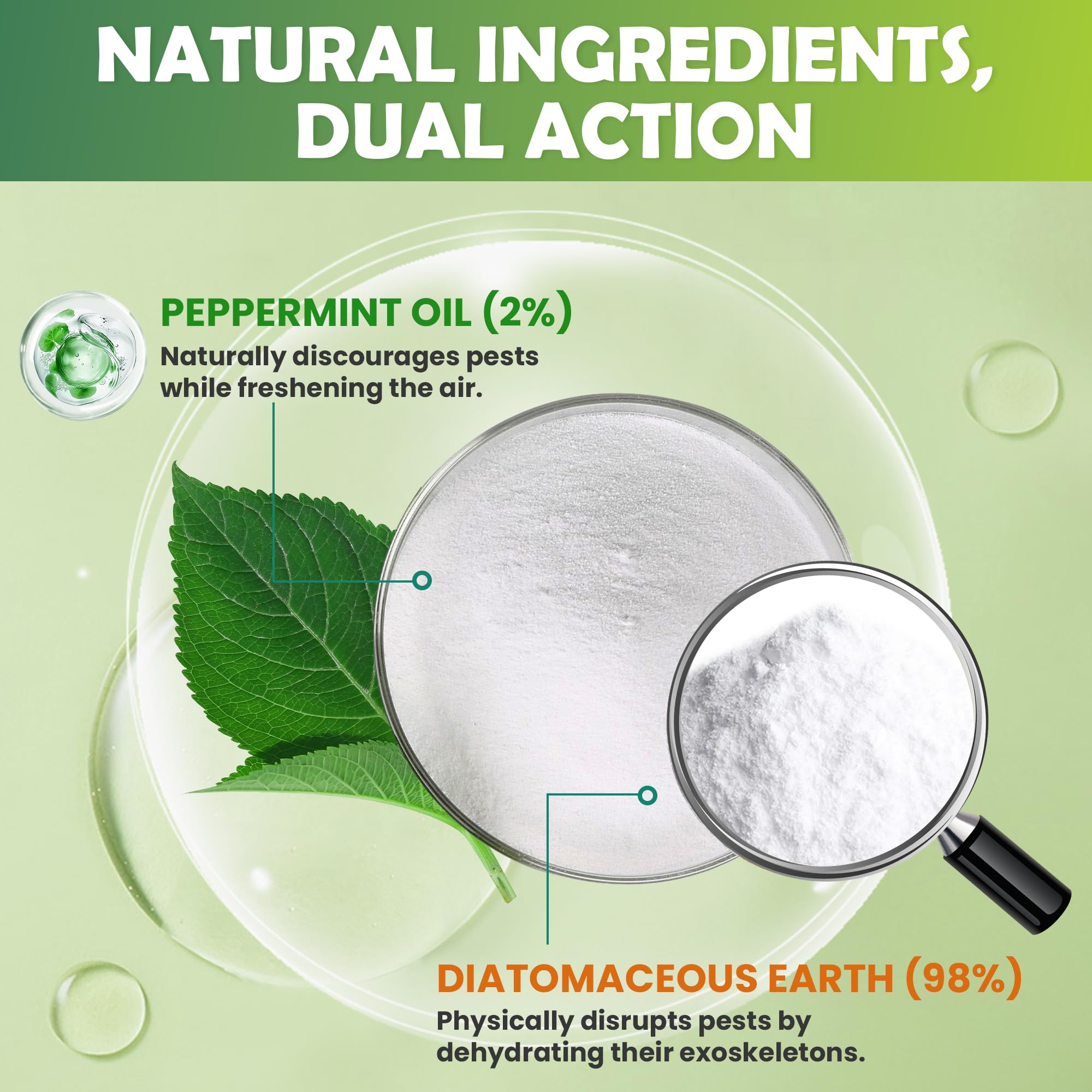 Diatomaceous Earth Food Grade & Peppermint Powder for Crawling Insect and Pest Control – 1 lb - Image 6